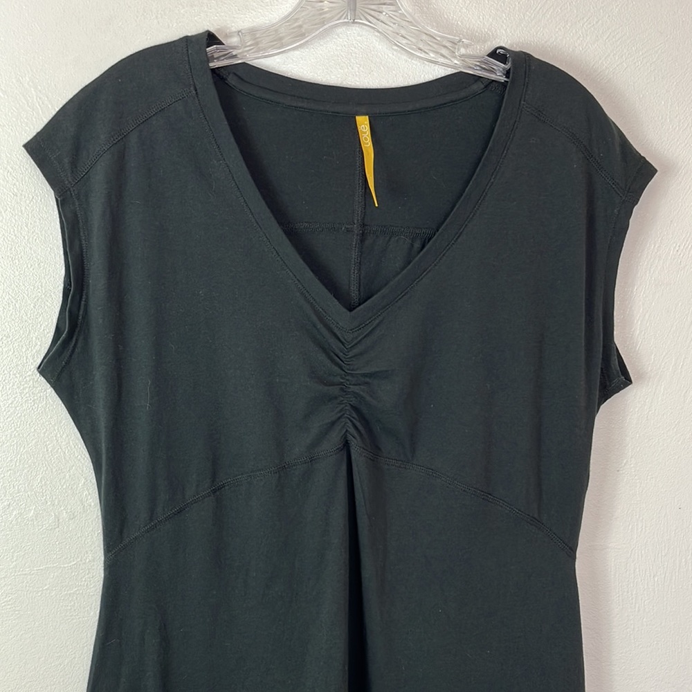 Lole T-Shirt Dress Women Size L Black Ruched Bustline Sleeveless Athletic - Picture 8 of 14
